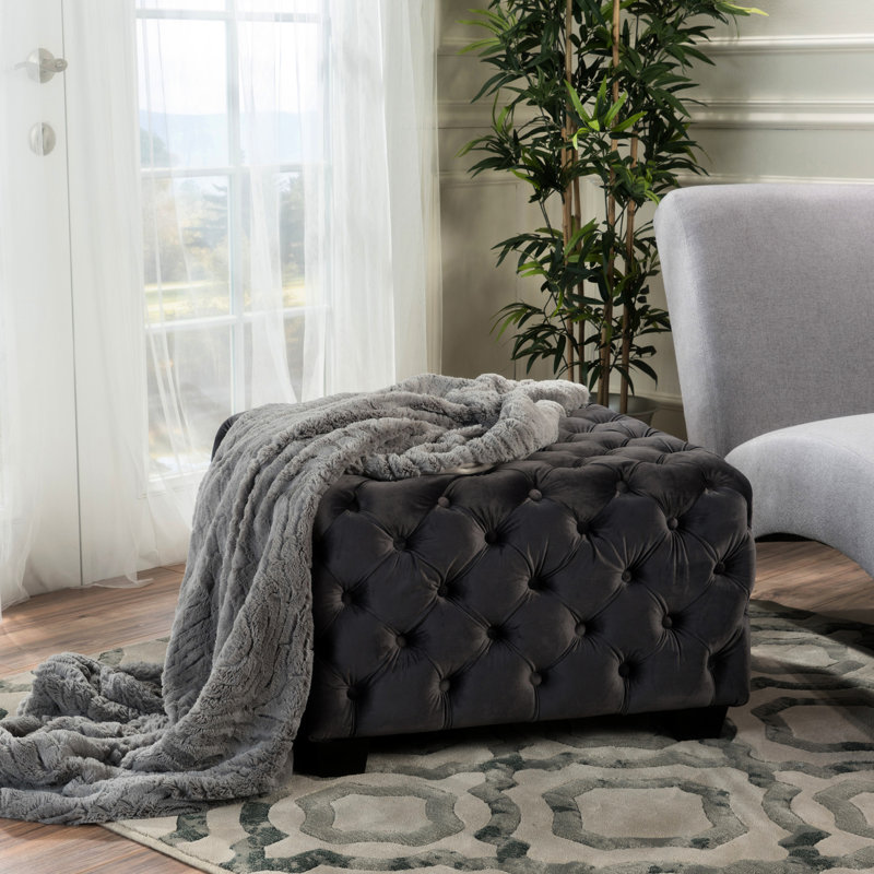 Velours gris avec boutons, style moderne, 29 po x 17,9 po, ajoute une touche de style à la pièce, P 17,9 po