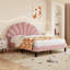 Adreon 135*190cm Double Upholstered Velvet Bed Frame, with Adjustable Chic Petal Headboard-1825078328