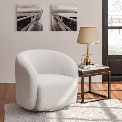 Jhirayr Upholstered Teddy Swivel Armchair