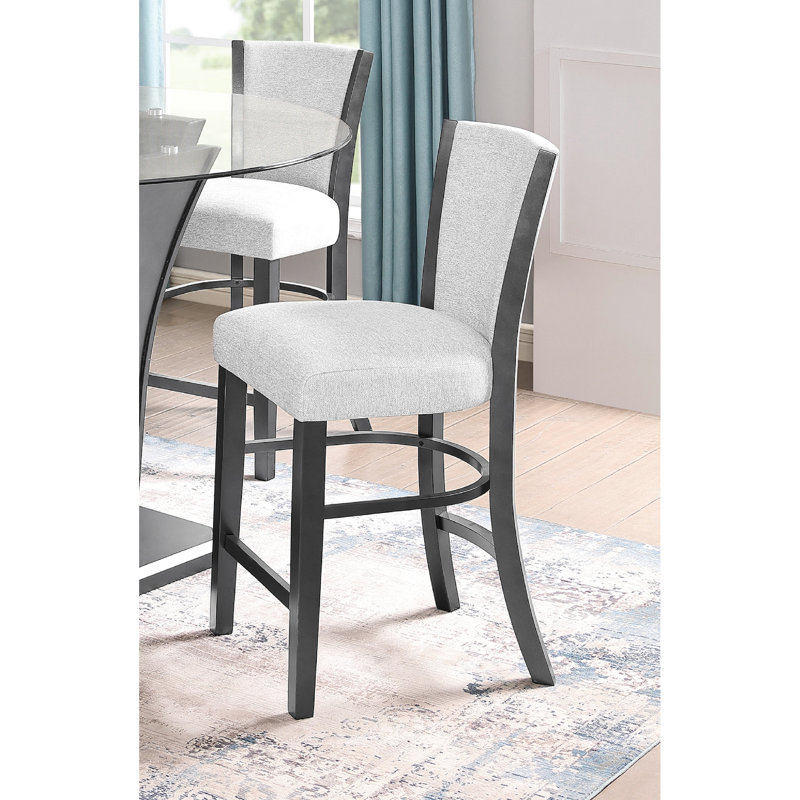 Chaises de salle à manger à hauteur de comptoir avec dossier rembourré - Assise rembourrée élégante en tissu 2pc, Blanc