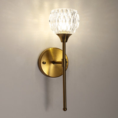 Applique murale 1 lumière de luxe Mid-Century vintage 1 lumière de luxe avec abat-jour en cristal pour le salon, la chambre à coucher, la salle de bain ou le couloir