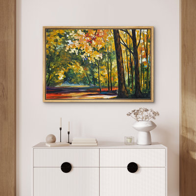 Impression de toile de paysage orange sur fond de feuilles de forêt d'automne orange pour le décor de chambre à coucher M07