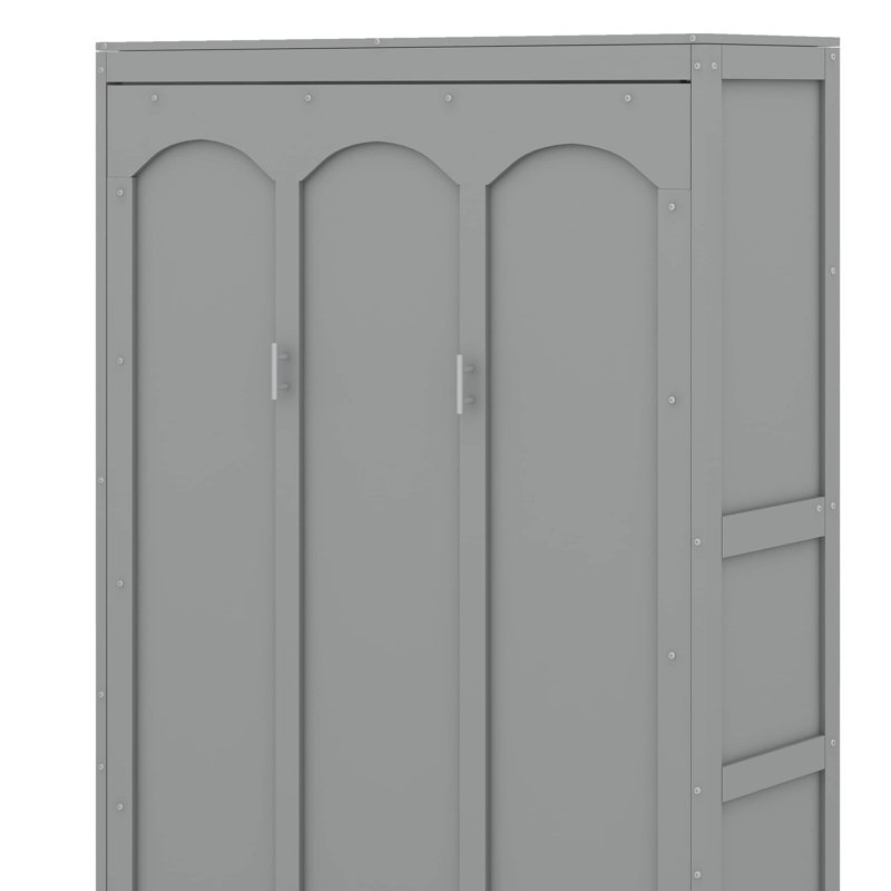 Lit escamotable double avec tablettes, Gris
