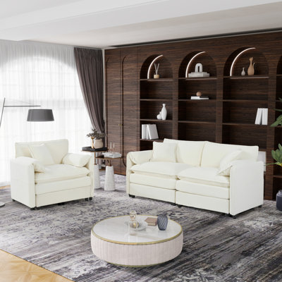 Furnary 2-Piece Modern Contemporary Chenille Loveseat & Armchair Set