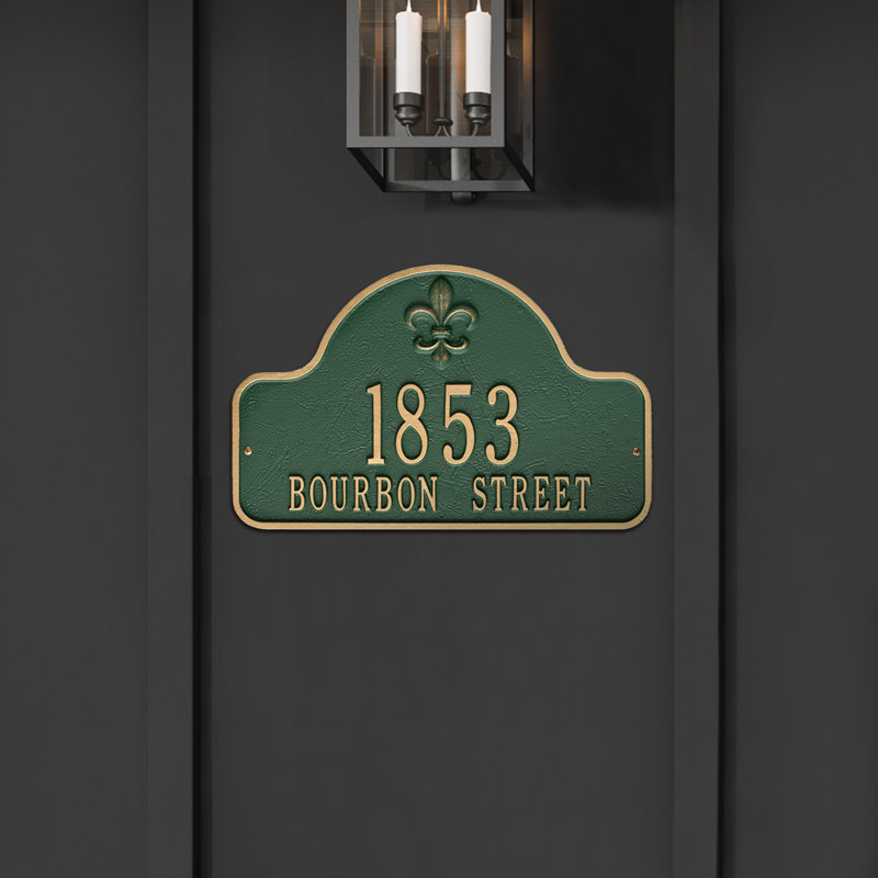 Lexy 2-Line Wall Address Plaque, Green/Gold, Yes