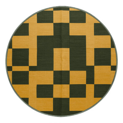Machine Washable Checkered Green Area Rug