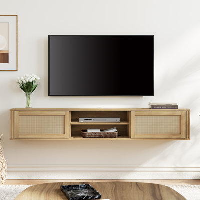 Meuble télé flottant en bois manufacturé Haadiya