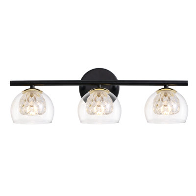 Cono 3-light Crystal Dimmable Vanity Light for Bathroom with Clear Glass Shade