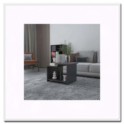 Table basse noire avec rangement ouvert