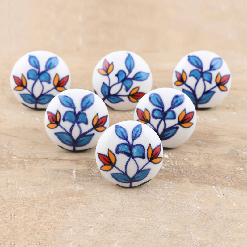 Boutons en céramique peints à la main NOVICA (ensemble de 6)
