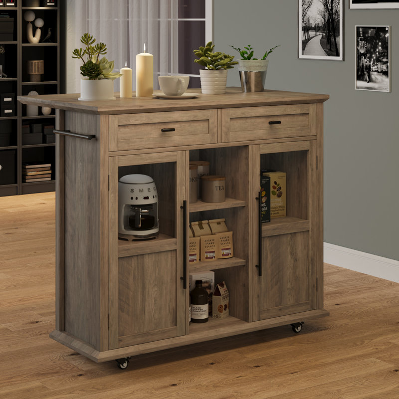 Chariot mobile pour îlot de cuisine avec rallonge rabattable. Armoire de rangement roulante avec tiroirs. Support à épices et porte-serviettes.  Chariot de cuisine en bois sur roulettes pour petite cuisine. Salle à manger. Gris