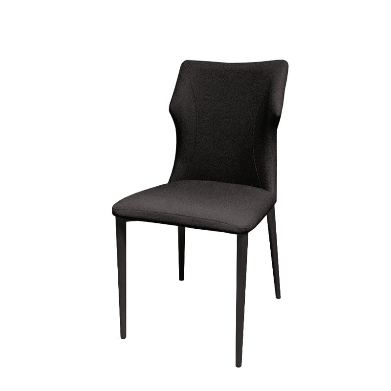 Algol 46cm H Velvet Upholstered Side Chair, Matte Black, Black