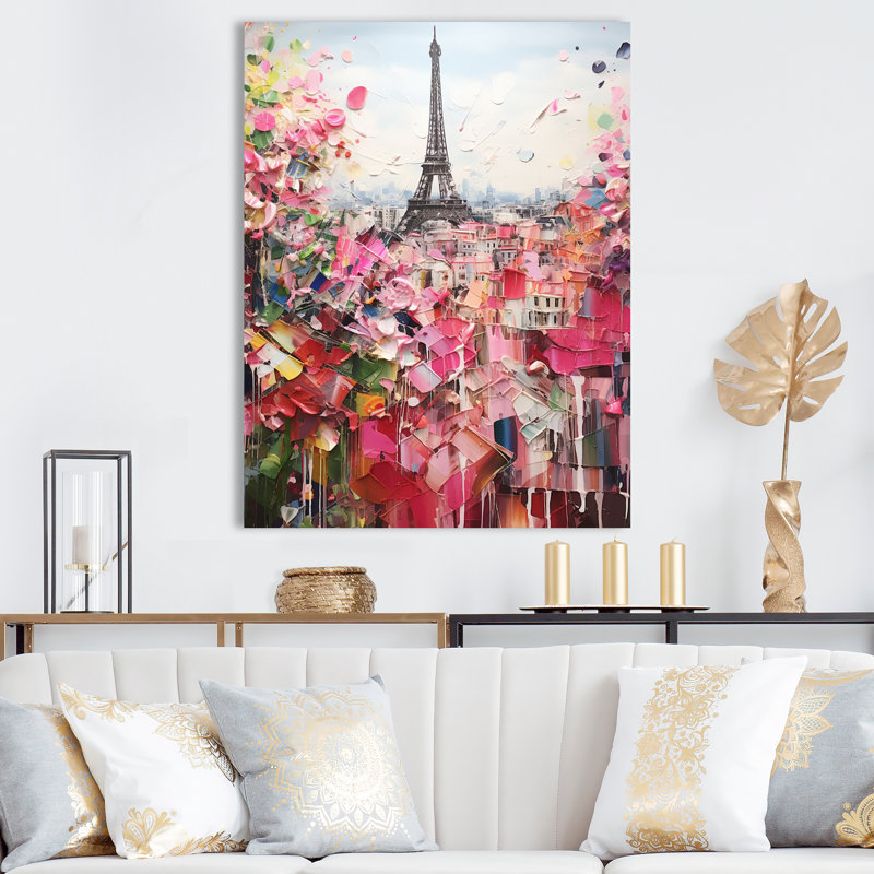 Paris In Bloom, collage rétro sur toile, H 20 po x l 12 po x P 1 po, Toile tendue