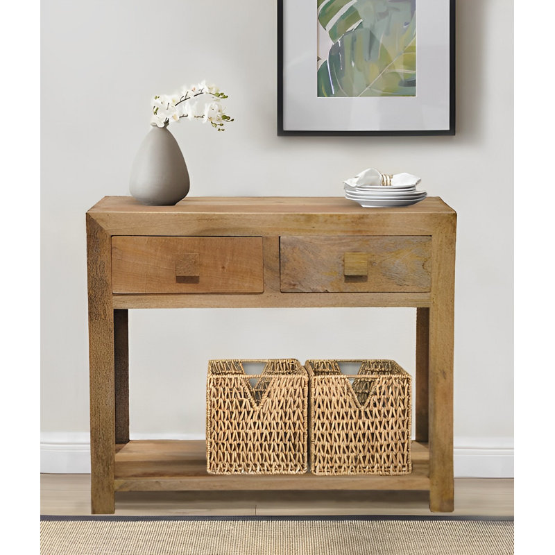 Munnar 90cm Solid Wood Console Table, Light Mango