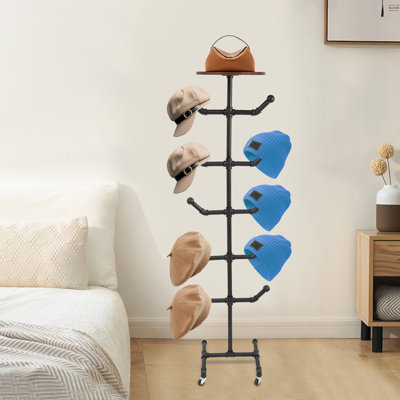 Space-Saving Freestanding Coat & Hat Tree (13.39" Base), 66.14 lbs Capacity Vertical Organizer with Wheels