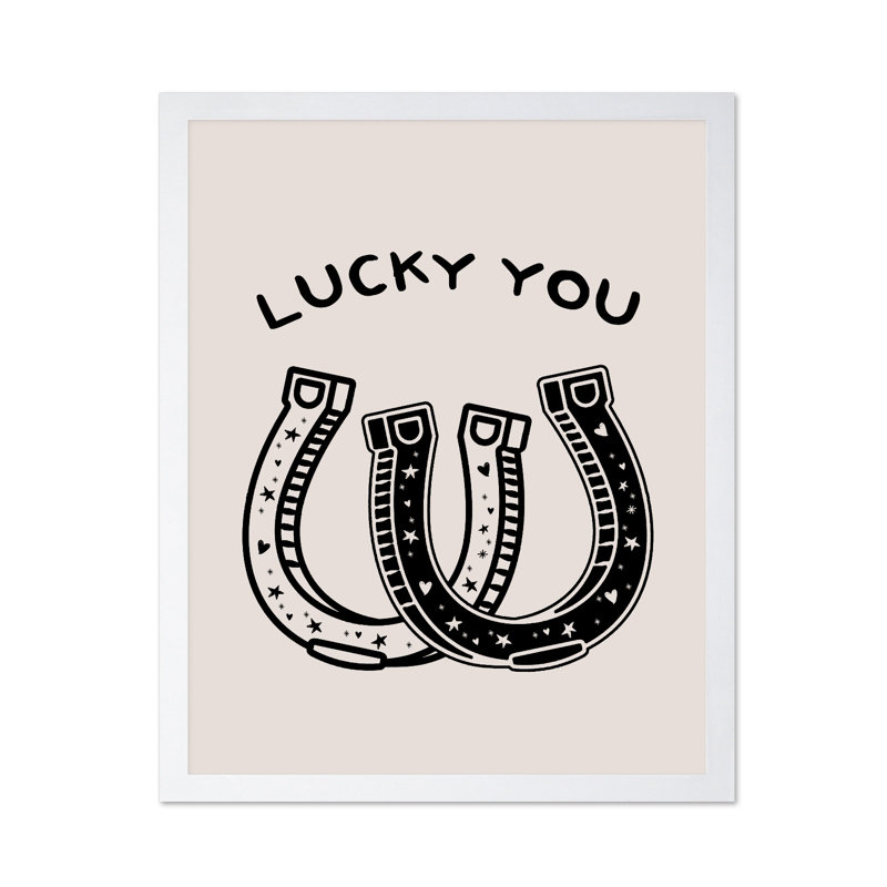 Beige Lucky You, 16"H x 20"W, Poster, White Framed