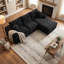 Canapé d'angle compressible, canapé en velours côtelé noir de 264 cm (103,9 pouces), canapé nuage moderne pour la maison-1531424104