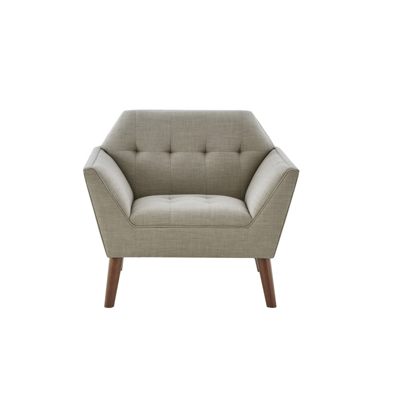 Merrylite Newport Wide Mid-Century Modern Lounge Chair Set of 2, Light Gray Polyester