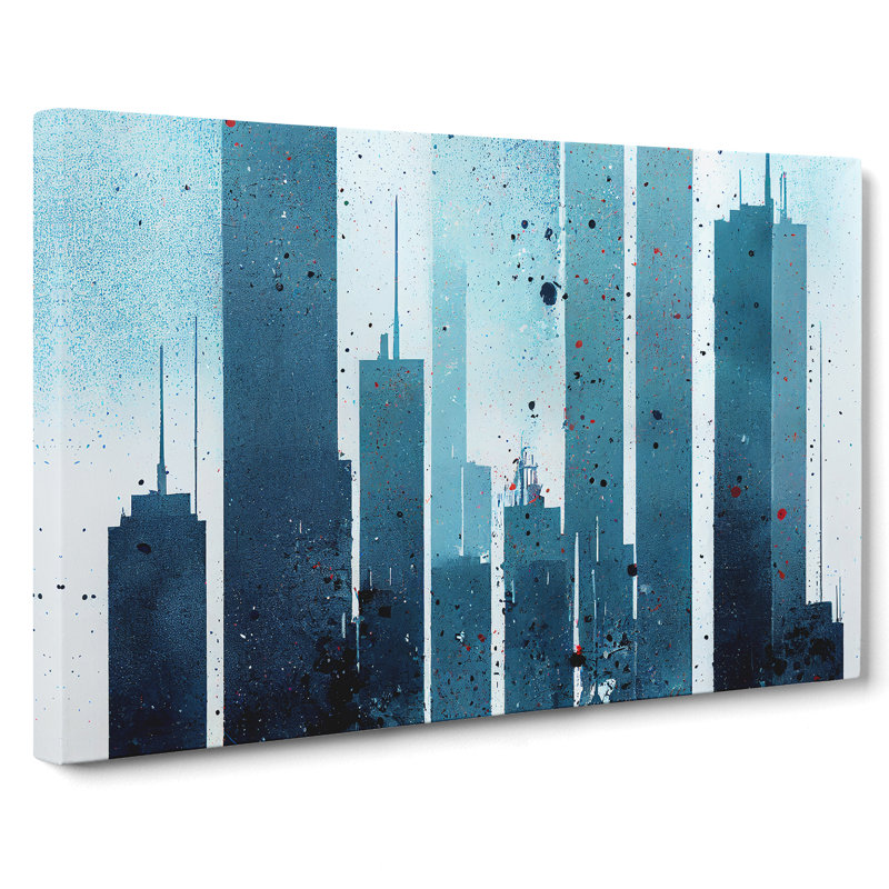 Welcoming Skyscraper Skyline Abstract - Wrapped Canvas, 50cm H x 76cm W x 3cm D