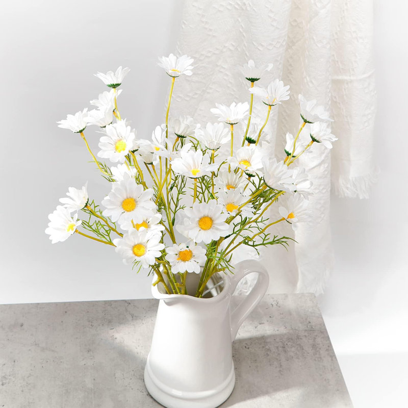 Bouquet de fleurs de 20 tiges, 19,7 pouces de camomille artificielle avec tige