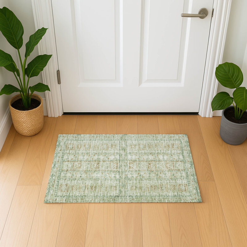 Premium Machine Washable Mayfield Striped Rug, 1'8" x 2'6", Green