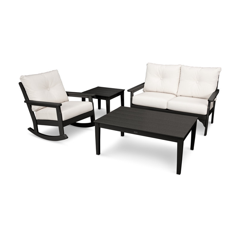 Vineyard 4-Piece Deep Seating Rocker Set, Granite, Black