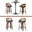 Ensemble de 2 tabourets de bar pivotants, structure en bois moderne avec dossier en rotin, tabouret en cuir de polyuréthane pour comptoir de cuisine, tabourets de bar rembourrés de style Mid-Century avec repose-pieds, tabourets de comptoir industriels-1340852639