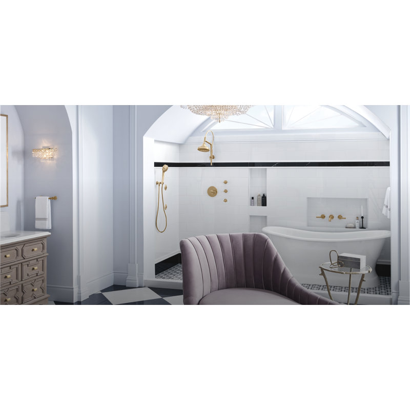 Essential™ Shower Series 10 7/16" Classic Slide Bar Shower Arm And Flange, Luxe Nickel