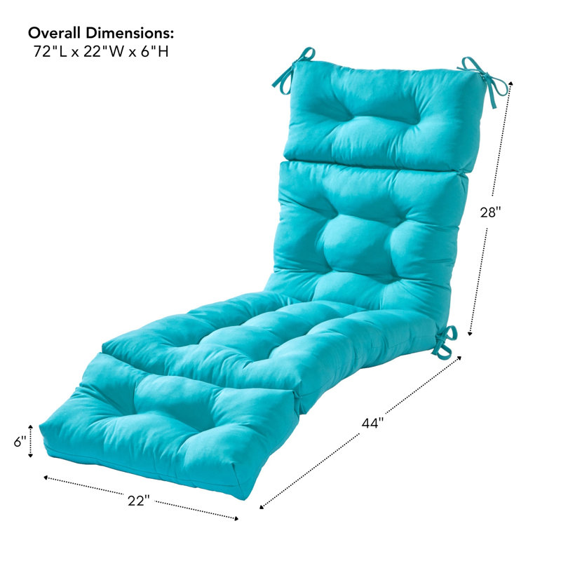 Shipton Outdoor Tufted Chaise Lounge Cushion, Teal