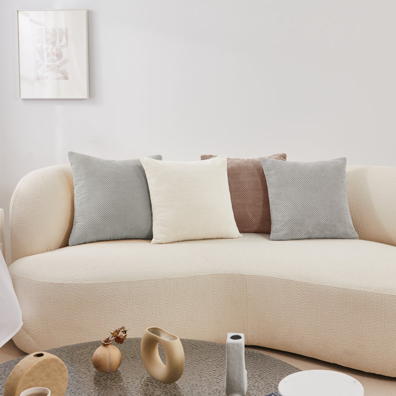 Deconovo Reversible Pillow Cover, 24" H x 24" W, Light Gray