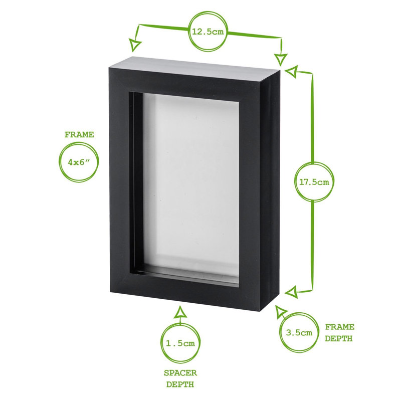 Nicola Spring - 3D Box Photo Frame - 4" x 6" - White