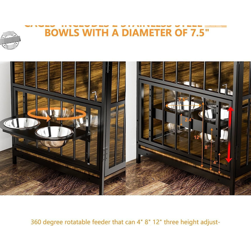 Meuble pour chien de 41 po, robuste et pour grands chiens avec cage de rangement pratique