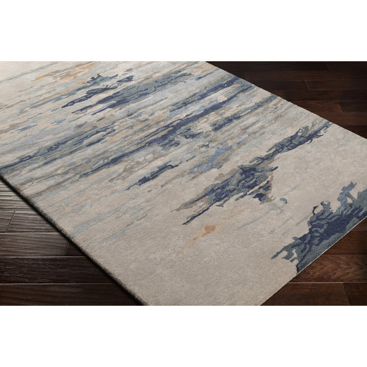 Bartel Abstract Hand-Tufted Navy/Beige Area Rug