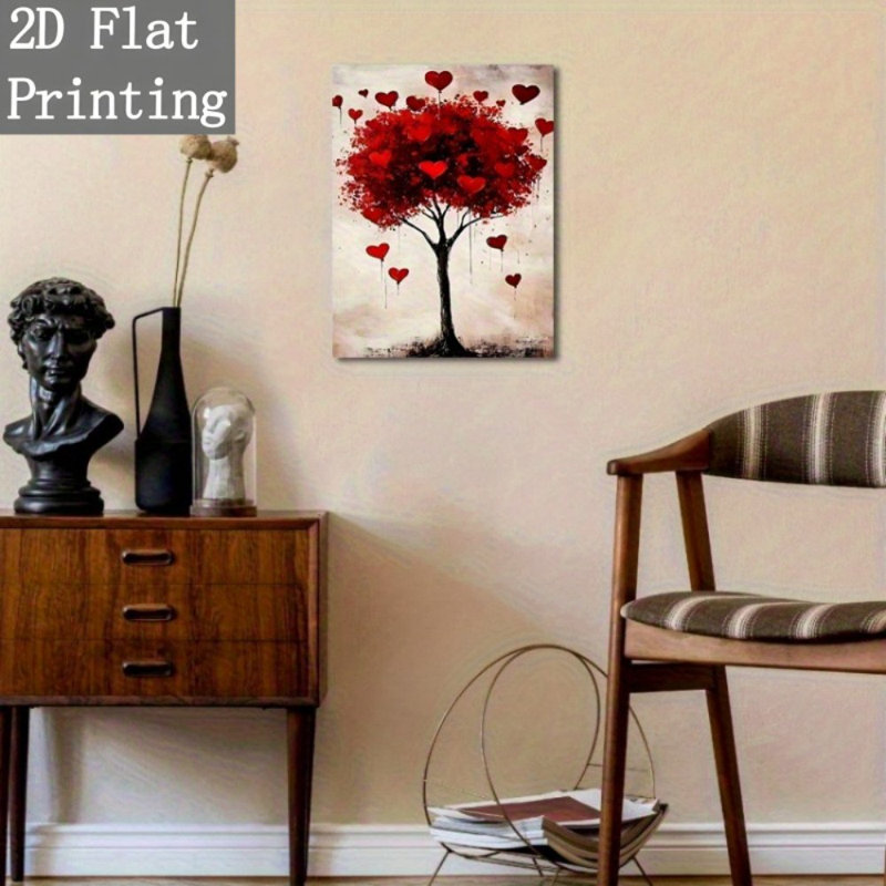 Impression romantique sur toile romantique, cœur rouge, 36 * 24 pouces (90 * 60 * 2cm)