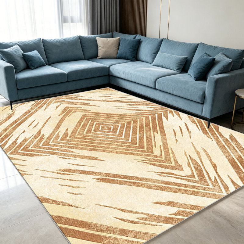 Gold Aztec Diamond area rugs for Living Room, Soft and Comfortable, Suitable for all seasons, easy to maintain, machine washable Indoor floor mat, Under Table Farmhouse suitable for Bedroom, Dining Room, Study, Patio, Balcony, Home Decor