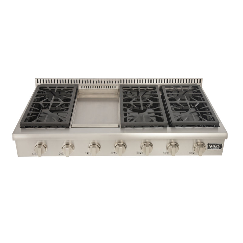 Kucht 48'' W Cooktop, Classic Silver, Natural Gas