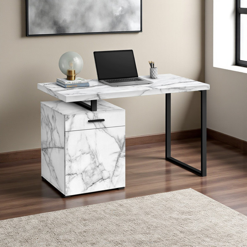 Bureau d'ordinateur 1 tiroir avec pieds en métal noir H 29,86 po x l 47,06 po x P 23,62 po