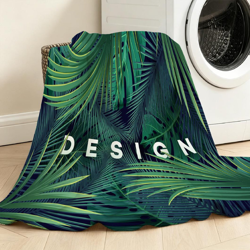 Jeté en flanelle verte molletonnée ultra douce, imprimé abstrait d'été tropical, Jeté 30 po x 40 po