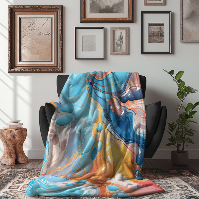 Jeté en sherpa 1 pièce Colorburst Granite, L 50 po x L 60 po