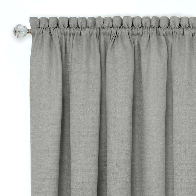 Lender Semi Sheer Curtain Single Panel, 52"W x 63"L, Gray/White