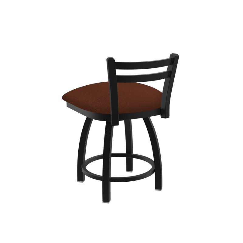 Tabouret de coiffeuse en métal Jackie, Noir froissé, Vinyle et rênes Adobe