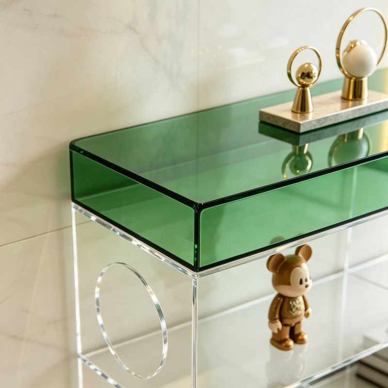 Console de rangement moderne en acrylique, H 27,56 po x l 39,37 po x P 9,84 po