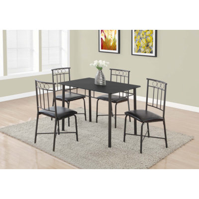 Ensemble de table de salle à manger 5 pièces Janice, plateau rectangulaire, 4 chaises, métal