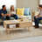 41.3" Rectangular Engineered Wood Coffee Table with Rattan Sliding Door, Oak-1171442972