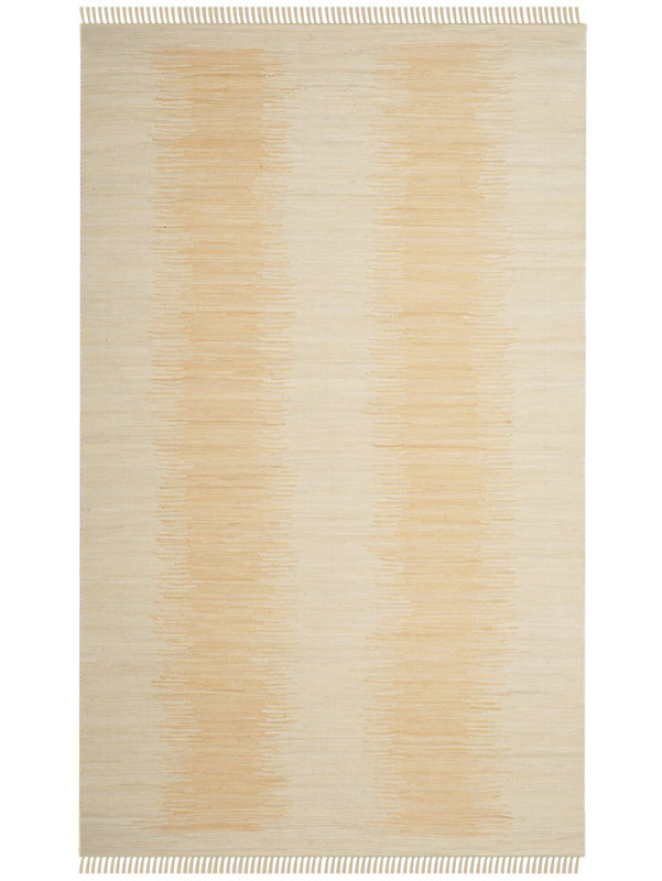 Tapis ivoire en coton tissé à plat à la main Cayman, Rectangulaire 3 pi x 5 pi