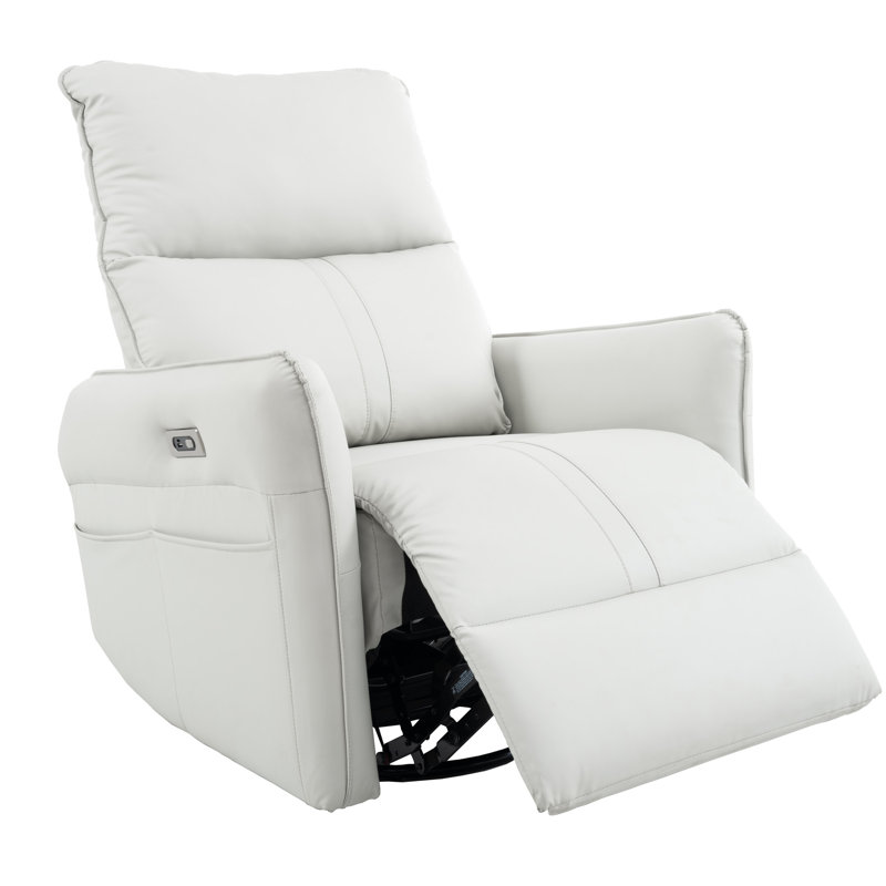 Port Equipped Reclining Chair For Comfortable Lounging - Gray 270 Swivel Recliner Chair, Ideal Watching Tv, White, Power
