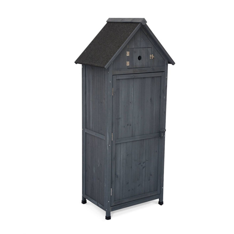 Alaijha Solid + Manufactured Wood Single Storage Cabinet ( 179cm H x 65cm W x 54.5cm D), Grey
