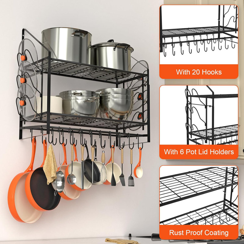Metal Rectangle Wall Mounted Pot Rack