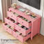 Commode 6 tiroirs avec boutons en métal, double commode en bois de 47,2 po pour le couloir de l'entrée de la chambre à coucher-2033837477