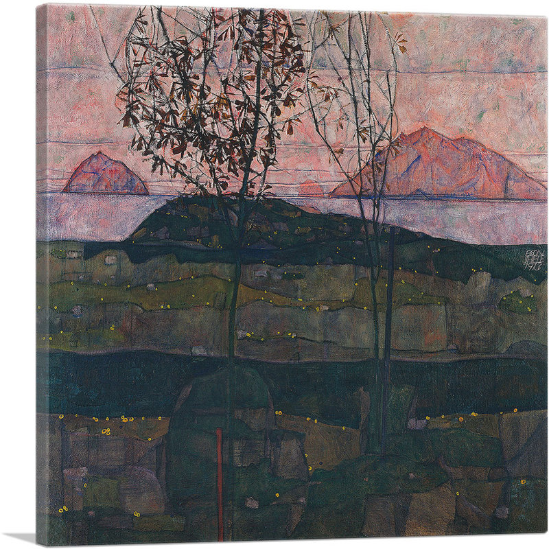 "Réglage du soleil" par Egon Schiele, reproduction d'art sur toile tendue, H 12 po x l 12 po x P 0,75 po